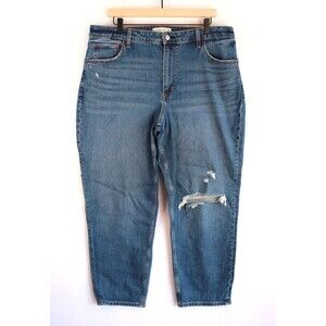 Abercrombie Fitch Womens Jeans Blue The Mom High Rise Denim Ripped Size 33/16